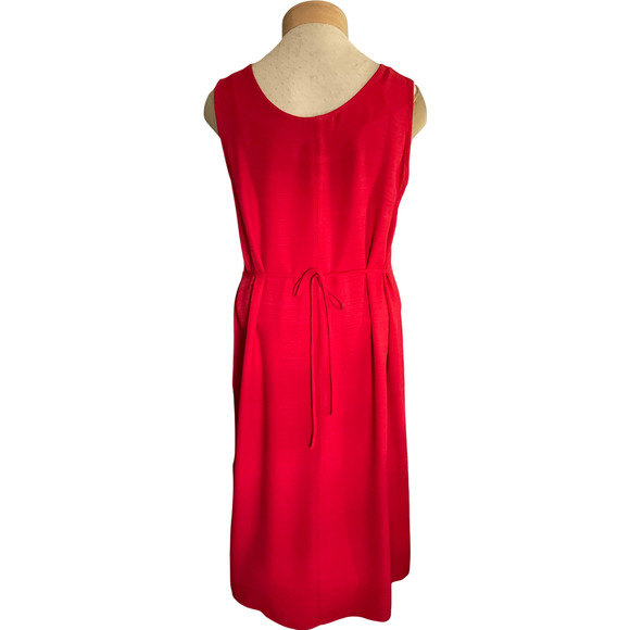 K Woman's 2-Piece 20W Red Dress Set Vintage Sheer Overlay Blouse Made in USA - Picture 12 of 16